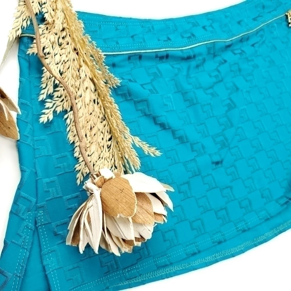 🔴 St. John Sport Teal and Gold Mini Skirt Sz M